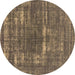 Round Oriental Brown Industrial Rug, urb1703brn