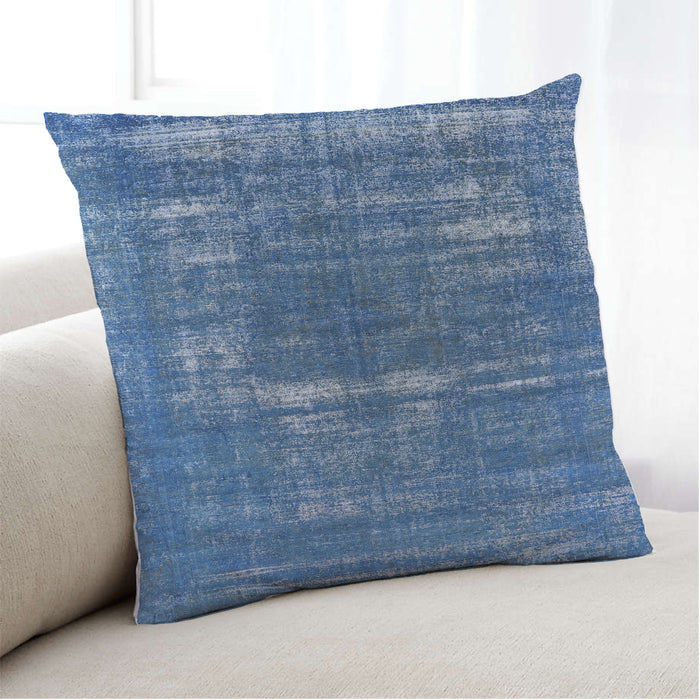 Lifestyle Image of Mid-Century Modern Urban Square Blue Throw Pillow, 18 inch by 18 inch, pwurb1703