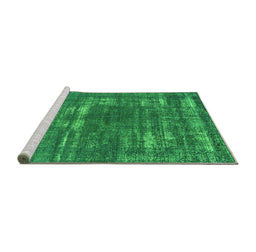 Sideview of Machine Washable Oriental Green Industrial Area Rugs, wshurb1703grn