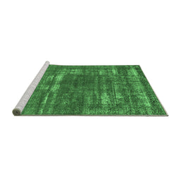 Sideview of Machine Washable Oriental Emerald Green Industrial Area Rugs, wshurb1703emgrn