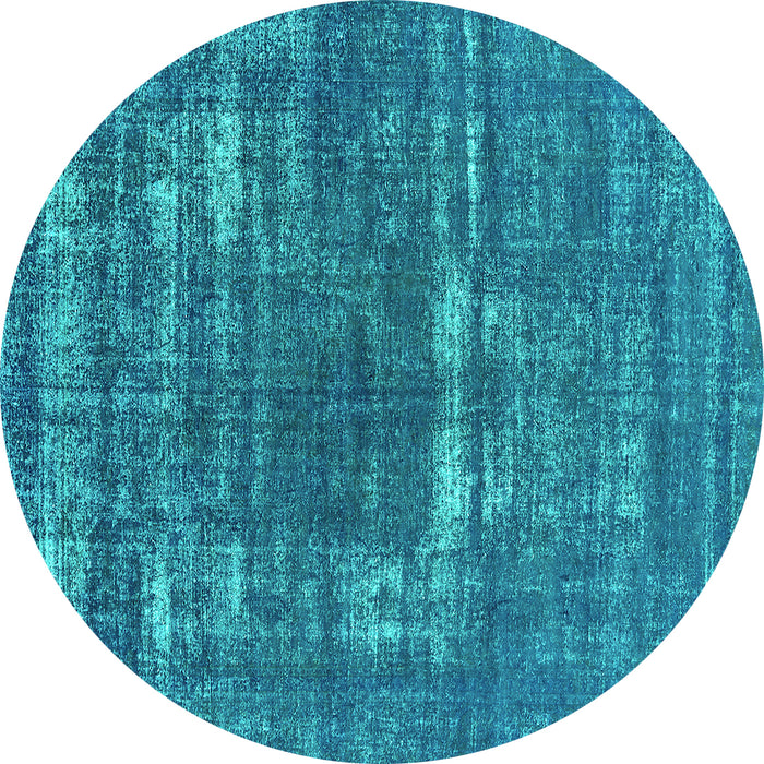 Round Oriental Turquoise Industrial Rug, urb1703turq