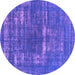 Round Machine Washable Oriental Purple Industrial Area Rugs, wshurb1703pur