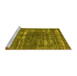 Sideview of Machine Washable Oriental Yellow Industrial Rug, wshurb1703yw