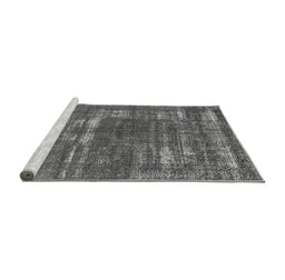 Sideview of Machine Washable Oriental Gray Industrial Rug, wshurb1703gry