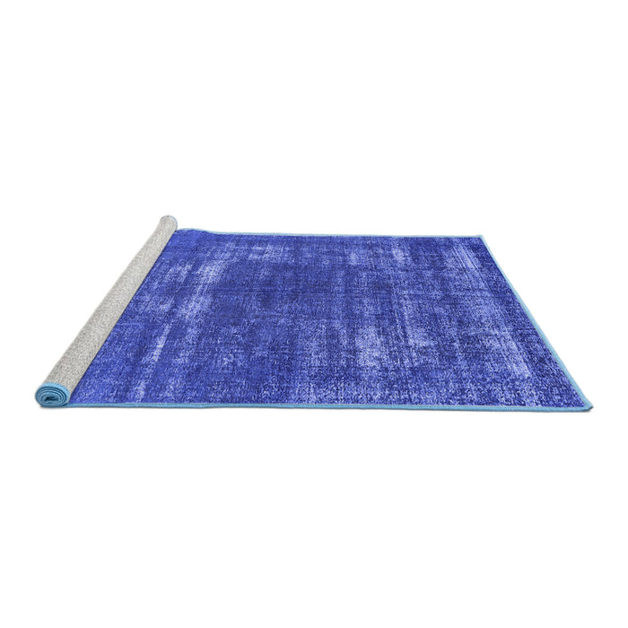 Sideview of Machine Washable Oriental Blue Industrial Rug, wshurb1703blu