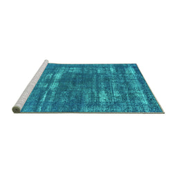 Sideview of Machine Washable Oriental Turquoise Industrial Area Rugs, wshurb1703turq