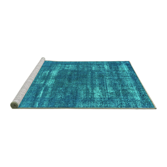 Sideview of Machine Washable Oriental Turquoise Industrial Area Rugs, wshurb1703turq