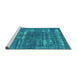 Sideview of Machine Washable Oriental Turquoise Industrial Area Rugs, wshurb1703turq