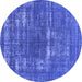 Round Oriental Blue Industrial Rug, urb1703blu