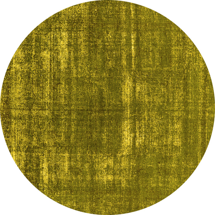 Round Oriental Yellow Industrial Rug, urb1703yw