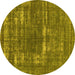 Round Oriental Yellow Industrial Rug, urb1703yw