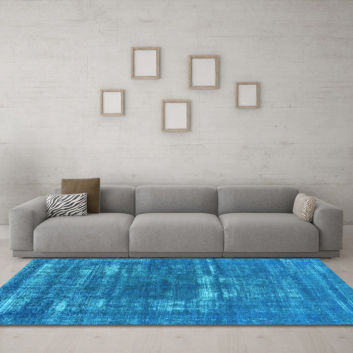Machine Washable Oriental Light Blue Industrial Rug in a Living Room, wshurb1703lblu