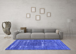 Machine Washable Oriental Blue Industrial Rug in a Living Room, wshurb1703blu