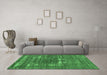 Machine Washable Oriental Emerald Green Industrial Area Rugs in a Living Room,, wshurb1703emgrn