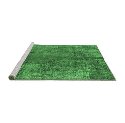 Sideview of Machine Washable Oriental Emerald Green Industrial Area Rugs, wshurb1704emgrn