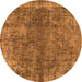 Round Machine Washable Oriental Orange Industrial Area Rugs, wshurb1704org