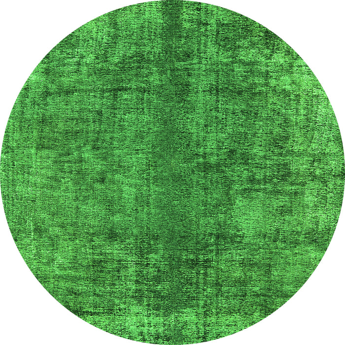 Round Machine Washable Oriental Green Industrial Area Rugs, wshurb1704grn