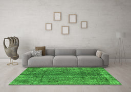 Machine Washable Oriental Green Industrial Area Rugs in a Living Room,, wshurb1704grn
