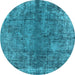 Round Oriental Light Blue Industrial Rug, urb1704lblu