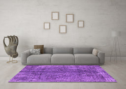 Machine Washable Oriental Purple Industrial Area Rugs in a Living Room, wshurb1704pur
