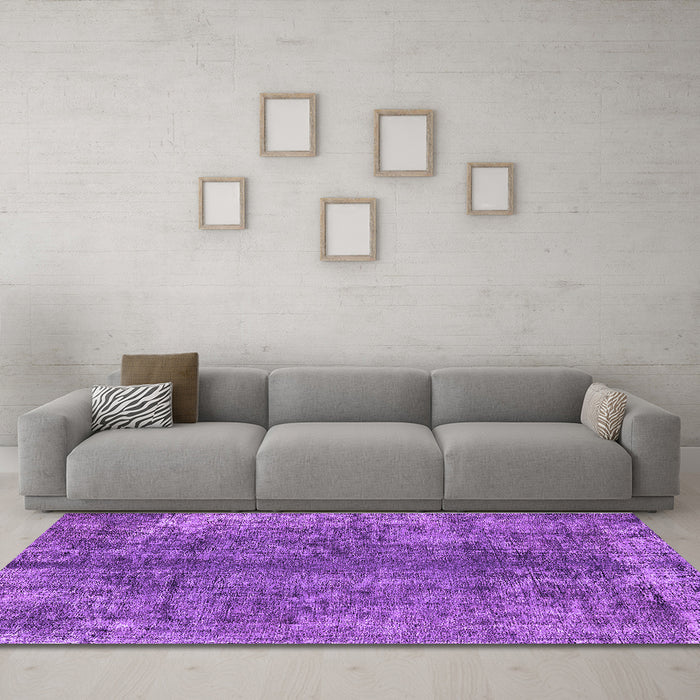 Machine Washable Oriental Purple Industrial Area Rugs in a Living Room, wshurb1704pur