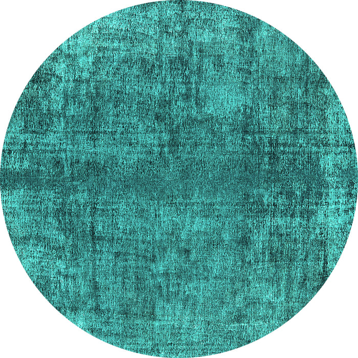 Round Machine Washable Oriental Turquoise Industrial Area Rugs, wshurb1704turq