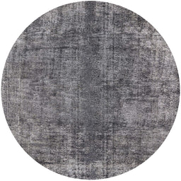 Round Machine Washable Industrial Modern Dark Gray Rug, wshurb1704