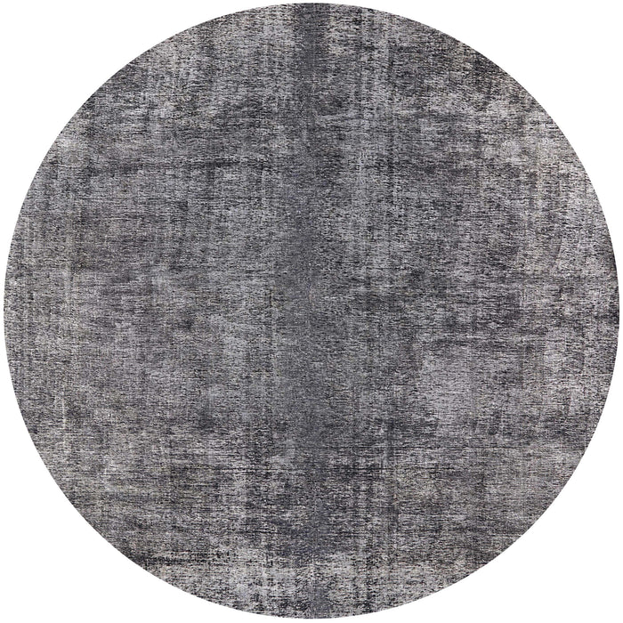 Round Machine Washable Industrial Modern Dark Gray Rug, wshurb1704
