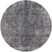 Round Machine Washable Industrial Modern Dark Gray Rug, wshurb1704