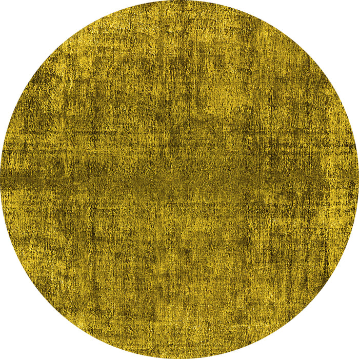 Round Machine Washable Oriental Yellow Industrial Rug, wshurb1704yw
