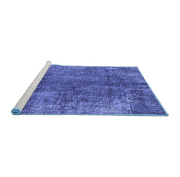Sideview of Machine Washable Oriental Blue Industrial Rug, wshurb1704blu
