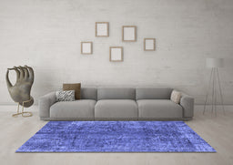 Machine Washable Oriental Blue Industrial Rug in a Living Room, wshurb1704blu
