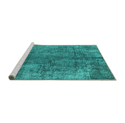Sideview of Machine Washable Oriental Turquoise Industrial Area Rugs, wshurb1704turq
