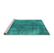 Sideview of Machine Washable Oriental Turquoise Industrial Area Rugs, wshurb1704turq