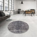 Round Machine Washable Industrial Modern Dark Gray Rug in a Office, wshurb1704