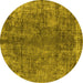 Round Oriental Yellow Industrial Rug, urb1704yw