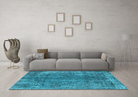 Machine Washable Oriental Light Blue Industrial Rug, wshurb1704lblu