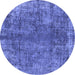 Round Oriental Blue Industrial Rug, urb1704blu