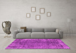 Machine Washable Oriental Pink Industrial Rug in a Living Room, wshurb1704pnk