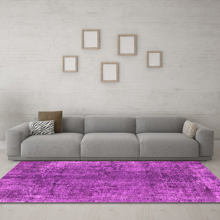 Machine Washable Oriental Pink Industrial Rug in a Living Room, wshurb1704pnk