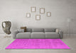 Machine Washable Oriental Pink Industrial Rug in a Living Room, wshurb1705pnk