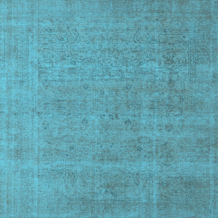 Square Machine Washable Oriental Light Blue Industrial Rug, wshurb1705lblu