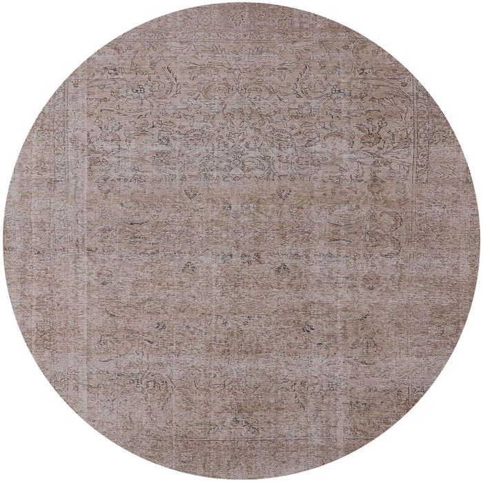 Round Mid-Century Modern Rose Purple Oriental Rug, urb1705