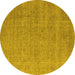 Round Oriental Yellow Industrial Rug, urb1705yw