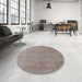 Round Machine Washable Industrial Modern Rose Dust Purple Rug in a Office, wshurb1705