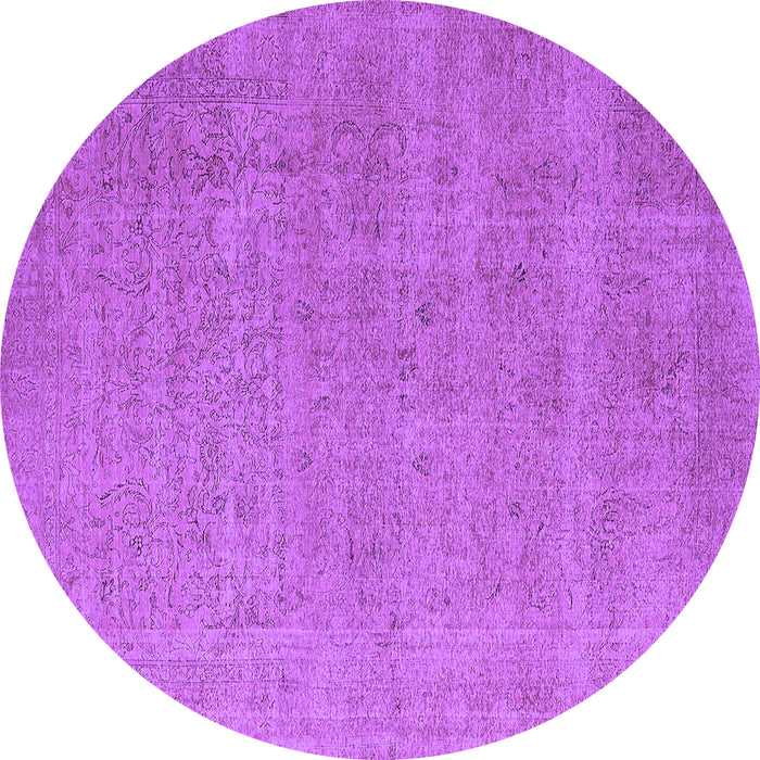 Round Machine Washable Oriental Purple Industrial Area Rugs, wshurb1705pur