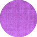 Round Machine Washable Oriental Purple Industrial Area Rugs, wshurb1705pur