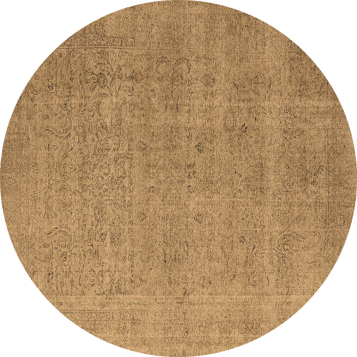 Round Oriental Brown Industrial Rug, urb1705brn