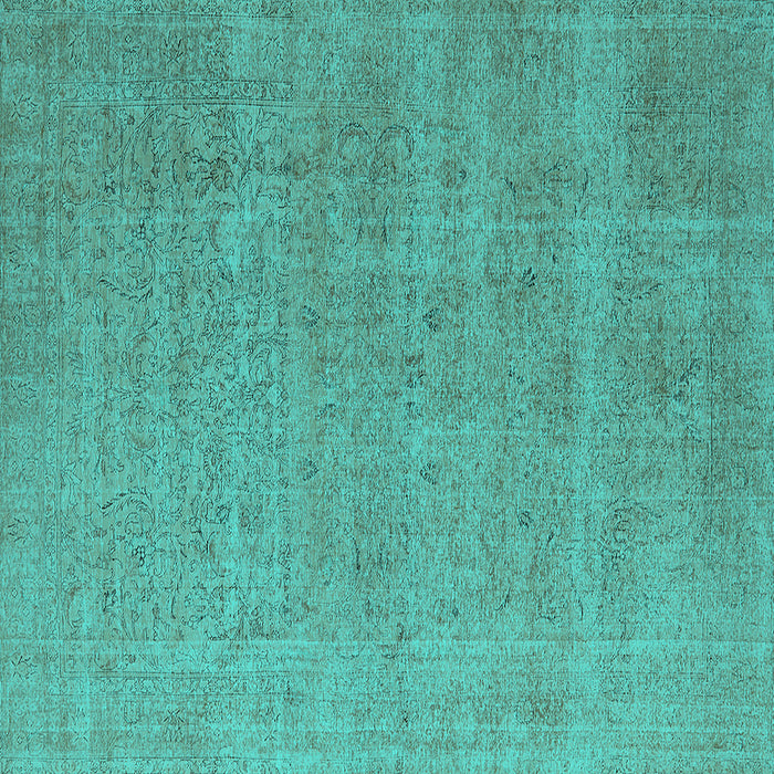 Square Oriental Turquoise Industrial Rug, urb1705turq
