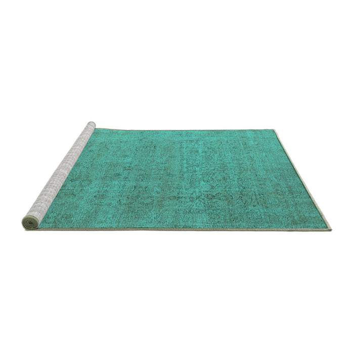 Sideview of Machine Washable Oriental Turquoise Industrial Area Rugs, wshurb1705turq